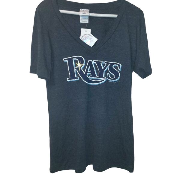 MLB Rays Womens T SHIRT Large Tampa Baseball Navy Short Sleeve New Last One!!! - Picture 4 of 4